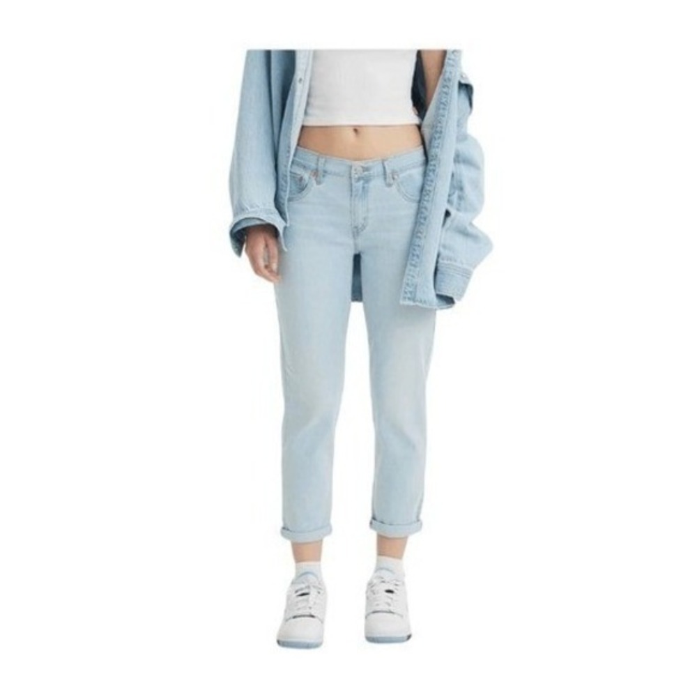 Levi's Boyfriend Jeans Blue Light Indigo Mid-Rise‎ Stretch 5 Pocket 27